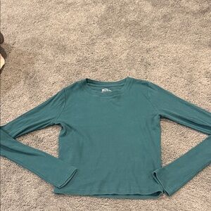 Hollister Teal Ribbed Long Sleeve Shirt